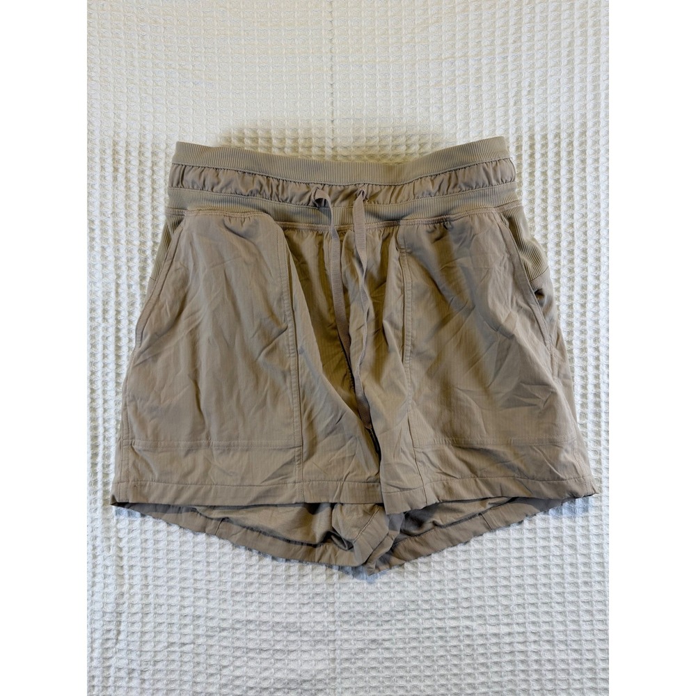 Lululemon Dance Studio Shorts Size 4 Khaki Tan Mid Rise Drawstring Athletic